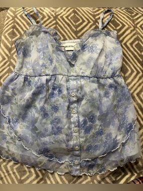 Hollister Pale Blue Smocked Top